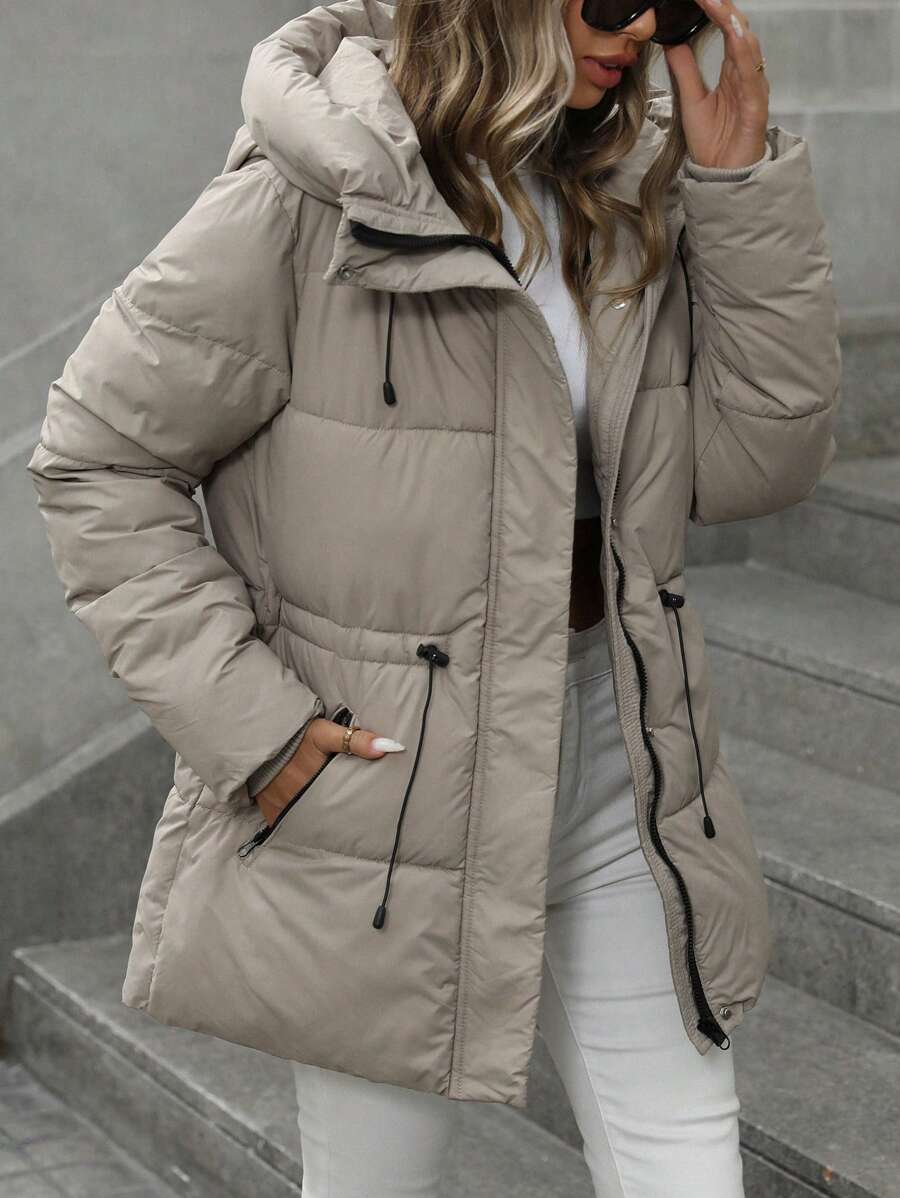 Aveloria Modichic Vestido feminino casual, acolchoado, comprimento médio, com cintura ajustável, acolchoado, isolamento sintético, casaco de inverno, jaqueta de inverno, casaco para roupas de inverno