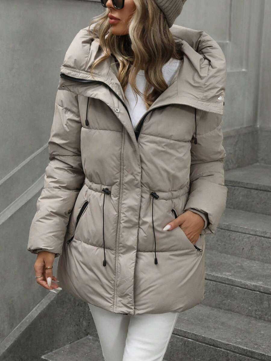 Aveloria Modichic Vestido feminino casual, acolchoado, comprimento médio, com cintura ajustável, acolchoado, isolamento sintético, casaco de inverno, jaqueta de inverno, casaco para roupas de inverno