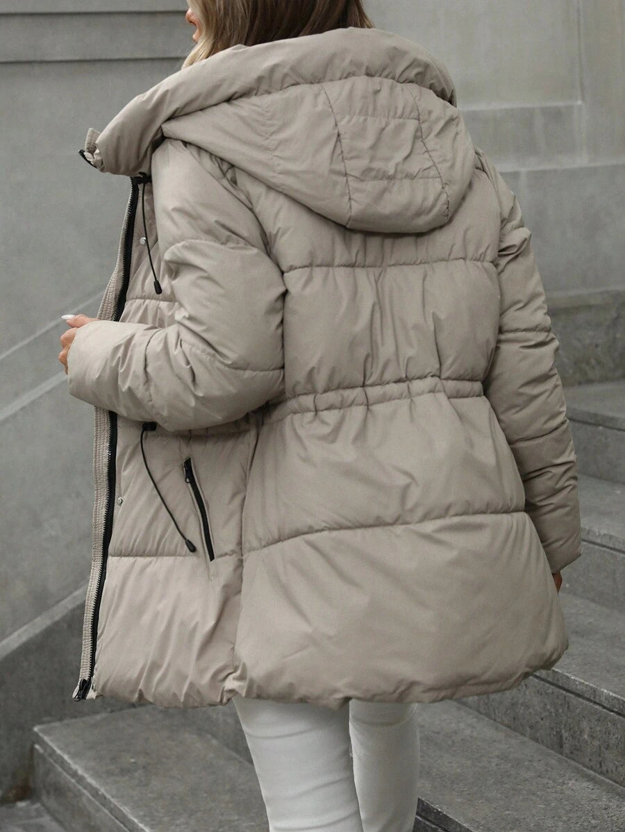 Aveloria Modichic Vestido feminino casual, acolchoado, comprimento médio, com cintura ajustável, acolchoado, isolamento sintético, casaco de inverno, jaqueta de inverno, casaco para roupas de inverno