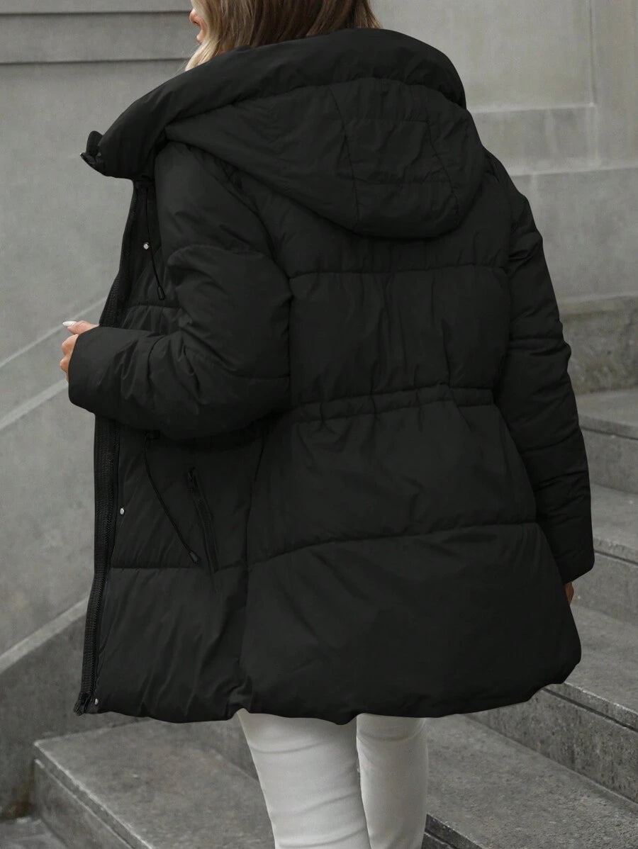 Aveloria Modichic Vestido feminino casual, acolchoado, comprimento médio, com cintura ajustável, acolchoado, isolamento sintético, casaco de inverno, jaqueta de inverno, casaco para roupas de inverno