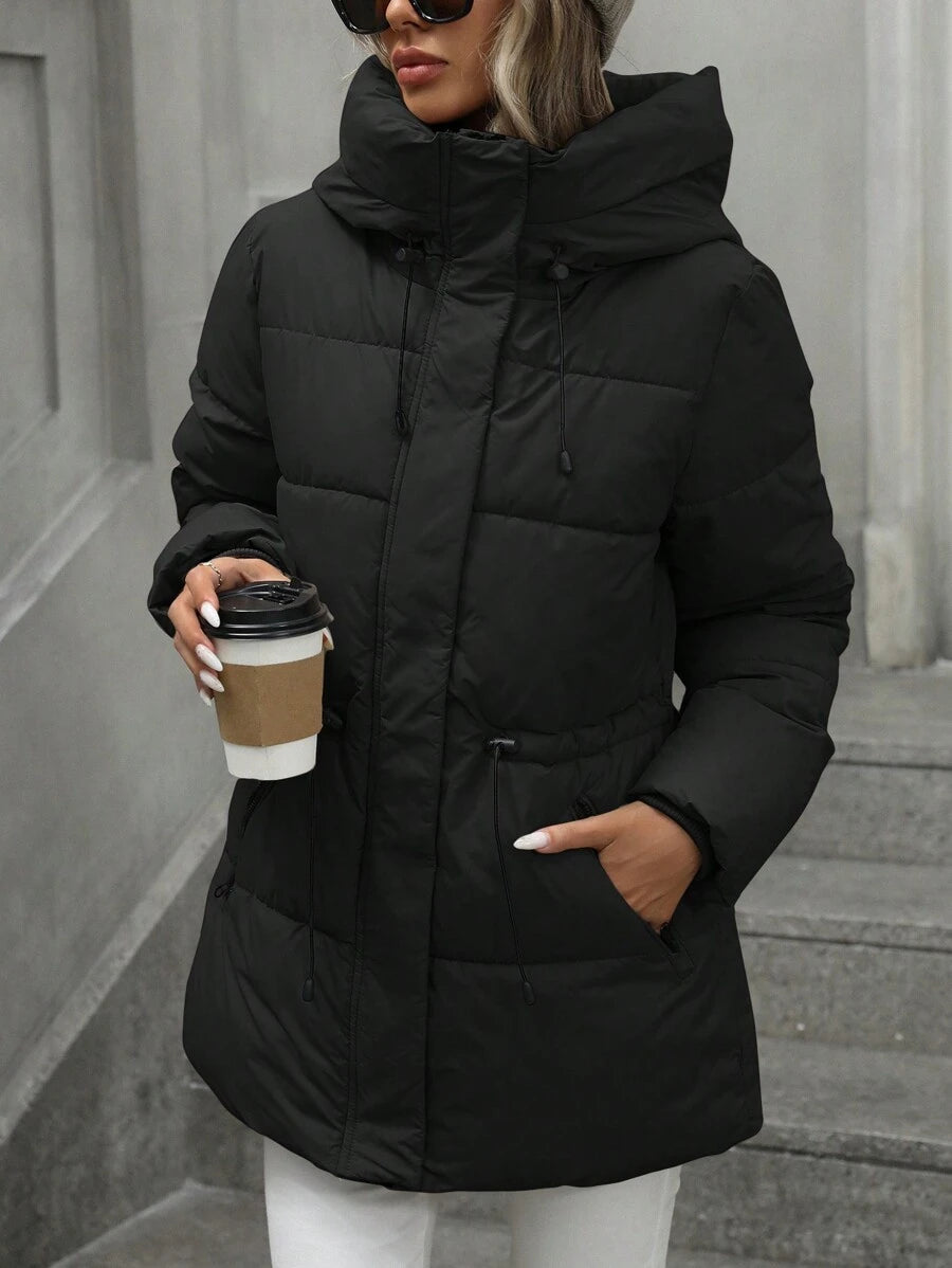 Aveloria Modichic Vestido feminino casual, acolchoado, comprimento médio, com cintura ajustável, acolchoado, isolamento sintético, casaco de inverno, jaqueta de inverno, casaco para roupas de inverno