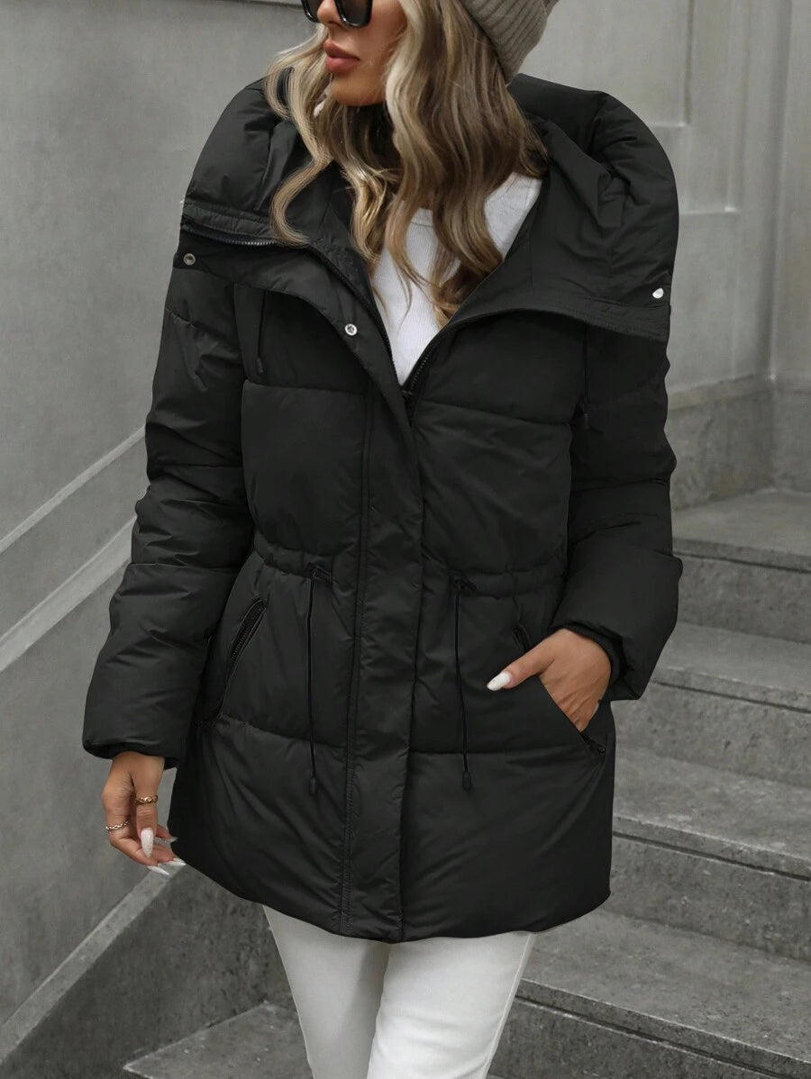Aveloria Modichic Vestido feminino casual, acolchoado, comprimento médio, com cintura ajustável, acolchoado, isolamento sintético, casaco de inverno, jaqueta de inverno, casaco para roupas de inverno