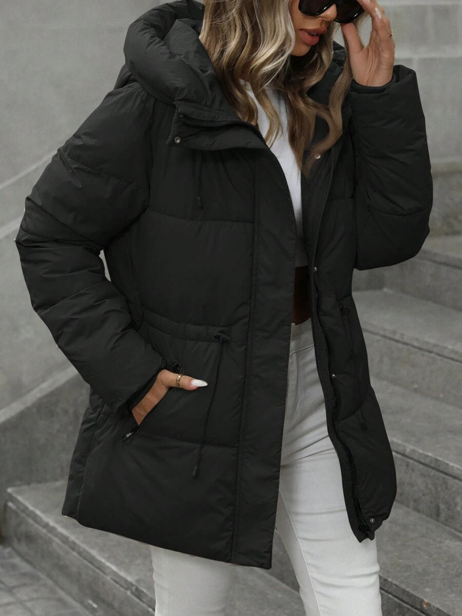 Aveloria Modichic Vestido feminino casual, acolchoado, comprimento médio, com cintura ajustável, acolchoado, isolamento sintético, casaco de inverno, jaqueta de inverno, casaco para roupas de inverno