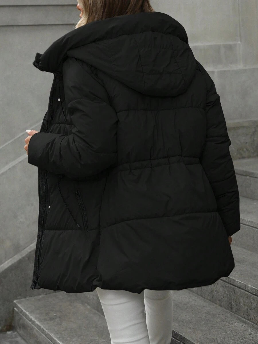 Aveloria Modichic Vestido feminino casual, acolchoado, comprimento médio, com cintura ajustável, acolchoado, isolamento sintético, casaco de inverno, jaqueta de inverno, casaco para roupas de inverno