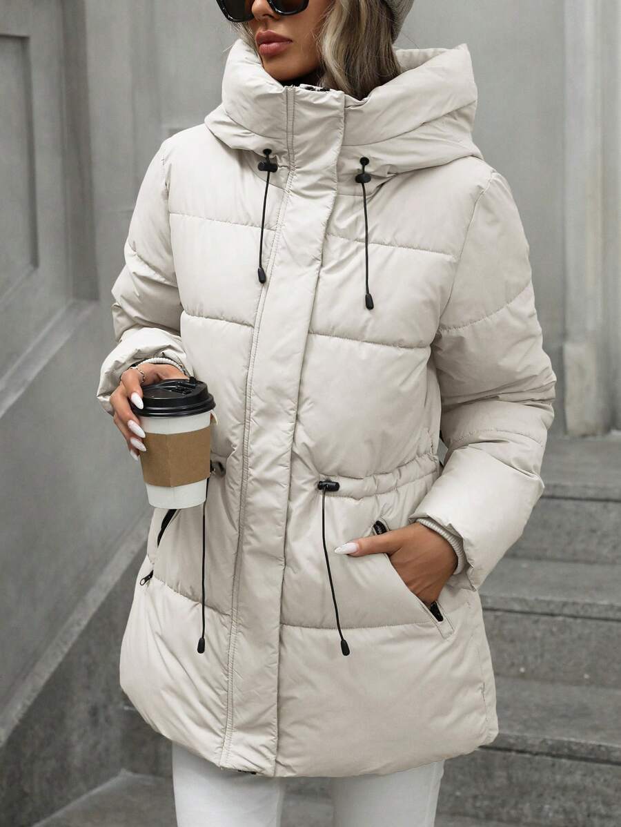 Aveloria Modichic Vestido feminino casual, acolchoado, comprimento médio, com cintura ajustável, acolchoado, isolamento sintético, casaco de inverno, jaqueta de inverno, casaco para roupas de inverno