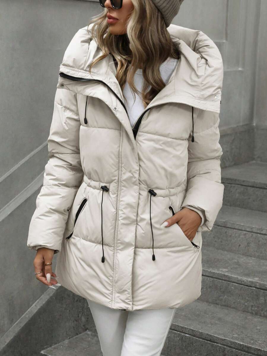 Aveloria Modichic Vestido feminino casual, acolchoado, comprimento médio, com cintura ajustável, acolchoado, isolamento sintético, casaco de inverno, jaqueta de inverno, casaco para roupas de inverno