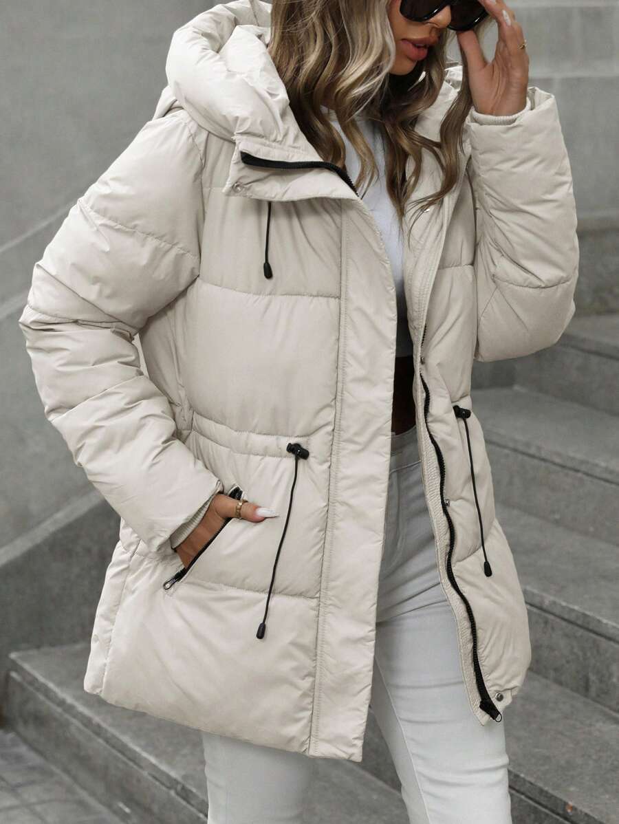 Aveloria Modichic Vestido feminino casual, acolchoado, comprimento médio, com cintura ajustável, acolchoado, isolamento sintético, casaco de inverno, jaqueta de inverno, casaco para roupas de inverno