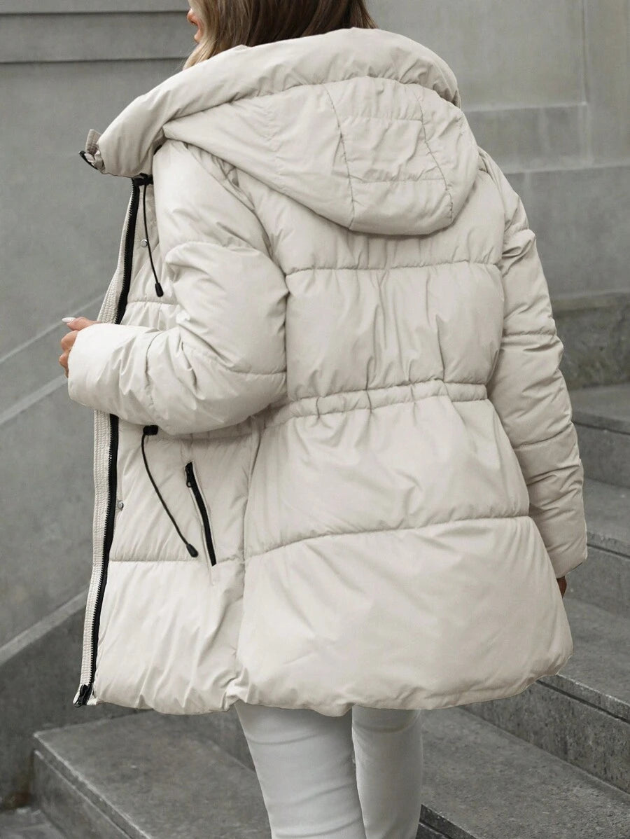Aveloria Modichic Vestido feminino casual, acolchoado, comprimento médio, com cintura ajustável, acolchoado, isolamento sintético, casaco de inverno, jaqueta de inverno, casaco para roupas de inverno
