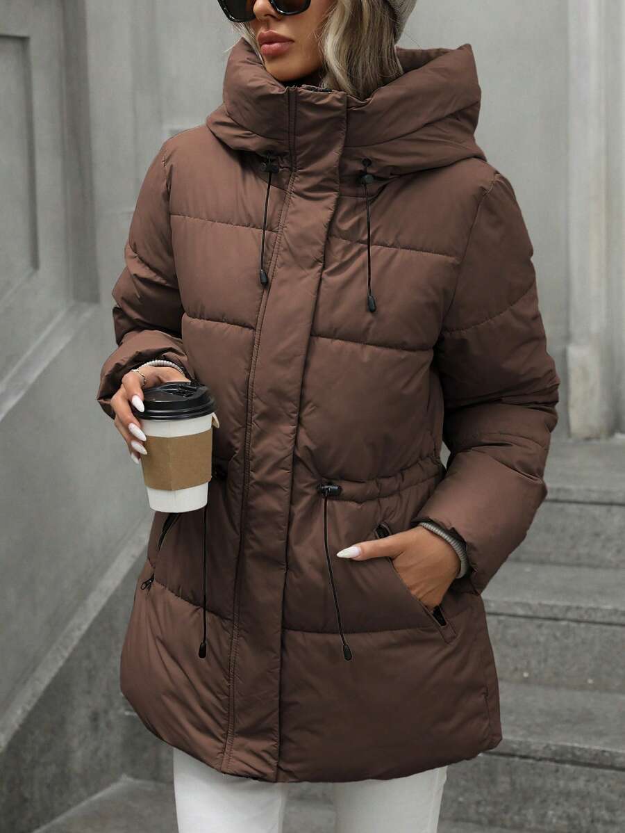 Aveloria Modichic Vestido feminino casual, acolchoado, comprimento médio, com cintura ajustável, acolchoado, isolamento sintético, casaco de inverno, jaqueta de inverno, casaco para roupas de inverno