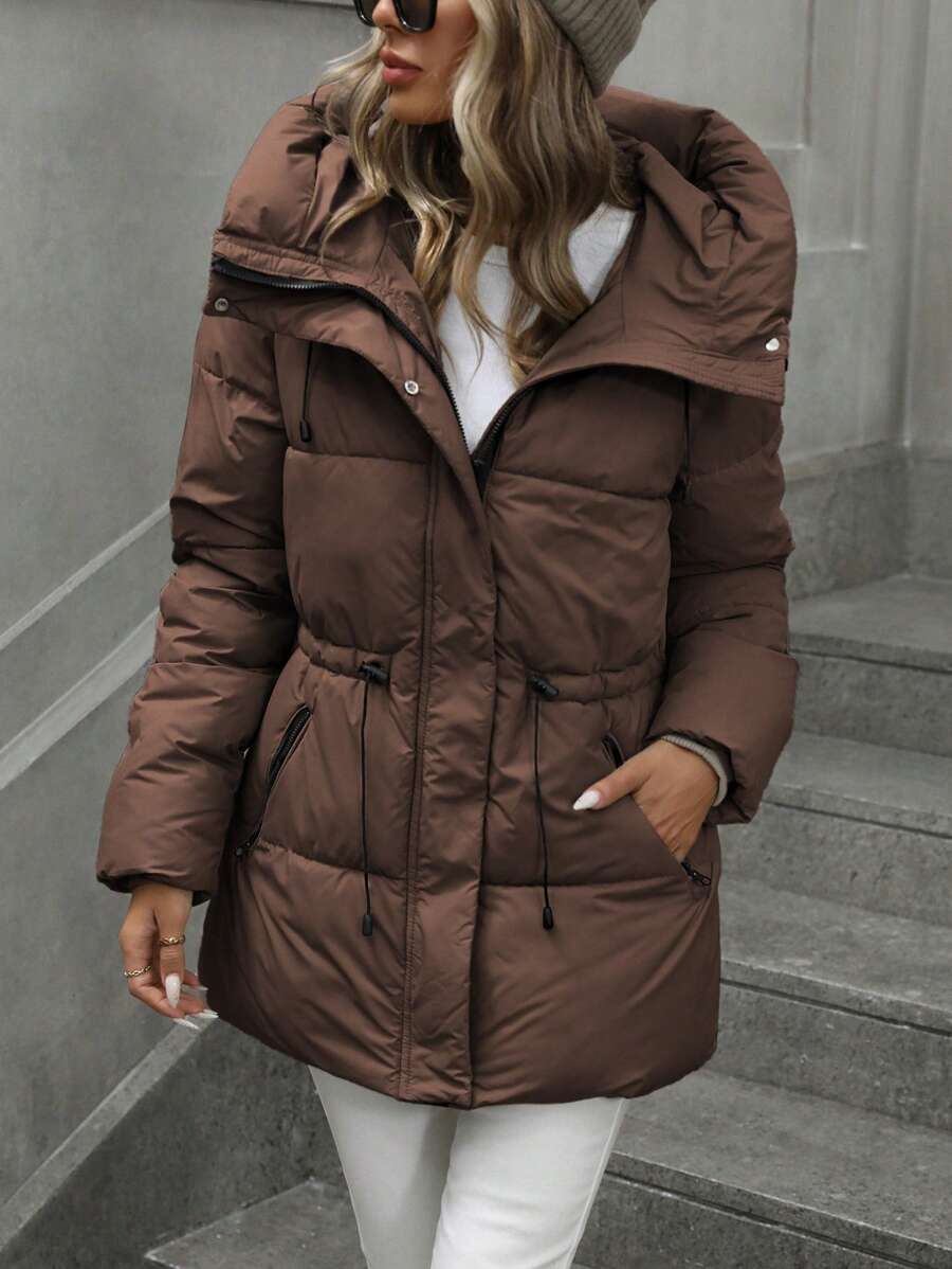 Aveloria Modichic Vestido feminino casual, acolchoado, comprimento médio, com cintura ajustável, acolchoado, isolamento sintético, casaco de inverno, jaqueta de inverno, casaco para roupas de inverno
