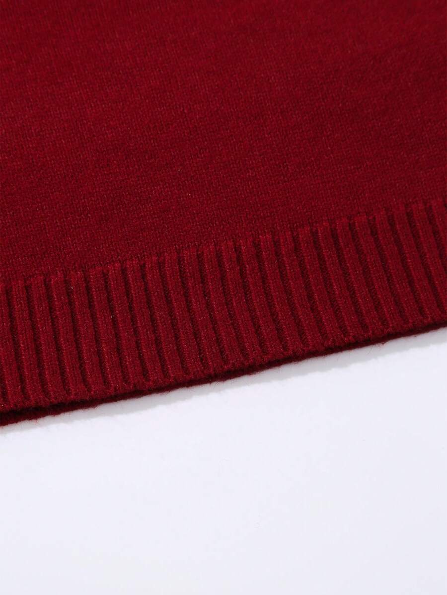 Chiquease Conjunto de 2 peças de suéter de manga comprida com gola alta e saia plissada, elegante