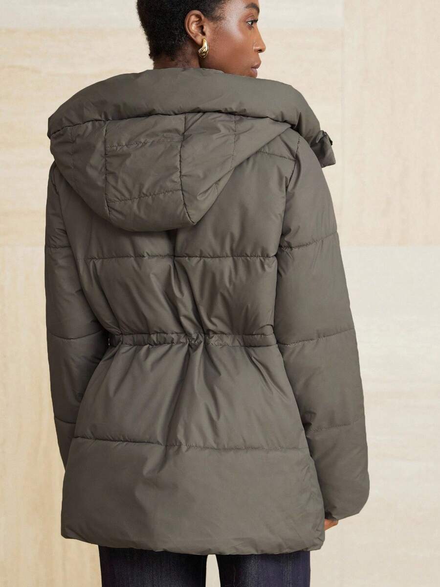 Aveloria Modichic Vestido feminino casual, acolchoado, comprimento médio, com cintura ajustável, acolchoado, isolamento sintético, casaco de inverno, jaqueta de inverno, casaco para roupas de inverno