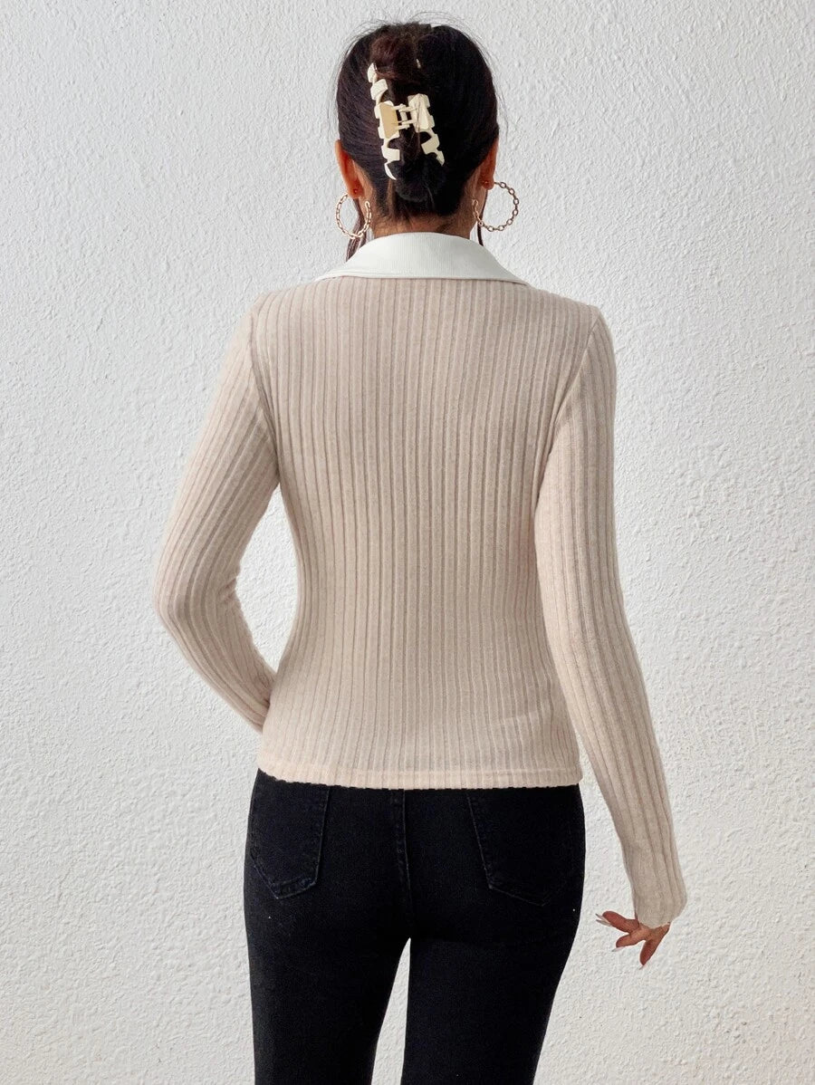 SHEIN Frenchy Camiseta de malha com nervuras e textura contrastante