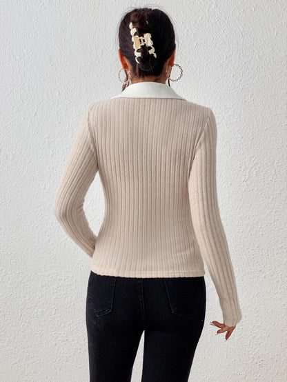 SHEIN Frenchy Camiseta de malha com nervuras e textura contrastante
