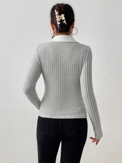 SHEIN Frenchy Camiseta de malha com nervuras e textura contrastante