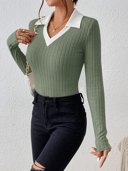 SHEIN Frenchy Camiseta de malha com nervuras e textura contrastante