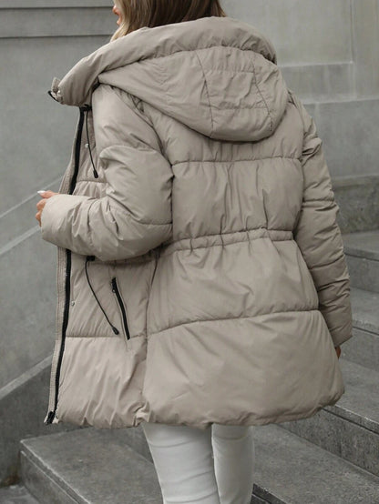 Aveloria Modichic Vestido feminino casual, acolchoado, comprimento médio, com cintura ajustável, acolchoado, isolamento sintético, casaco de inverno, jaqueta de inverno, casaco para roupas de inverno