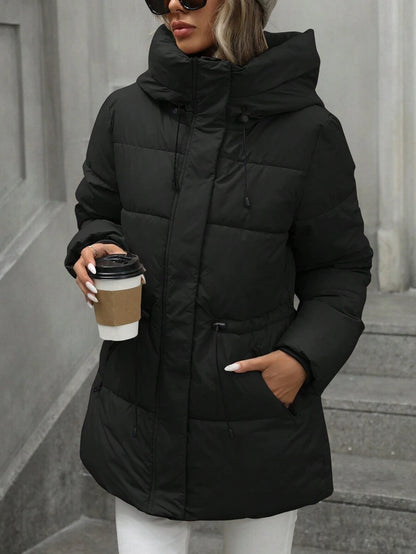 Aveloria Modichic Vestido feminino casual, acolchoado, comprimento médio, com cintura ajustável, acolchoado, isolamento sintético, casaco de inverno, jaqueta de inverno, casaco para roupas de inverno