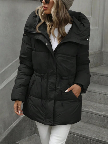 Aveloria Modichic Vestido feminino casual, acolchoado, comprimento médio, com cintura ajustável, acolchoado, isolamento sintético, casaco de inverno, jaqueta de inverno, casaco para roupas de inverno