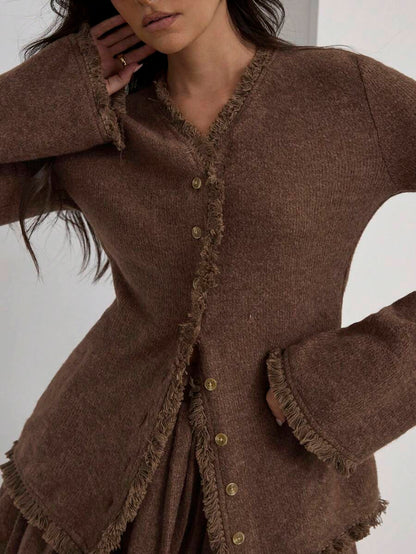 COSMINA Conjunto de 2 peças de blusa e saia plissada com bainha plissada, casual e sólida, outono