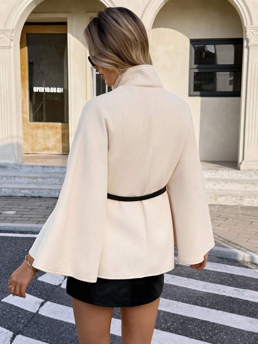 Serisse Sobretudo feminino elegante e elegante de cor sólida