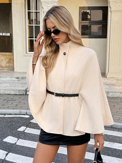 Serisse Sobretudo feminino elegante e elegante de cor sólida