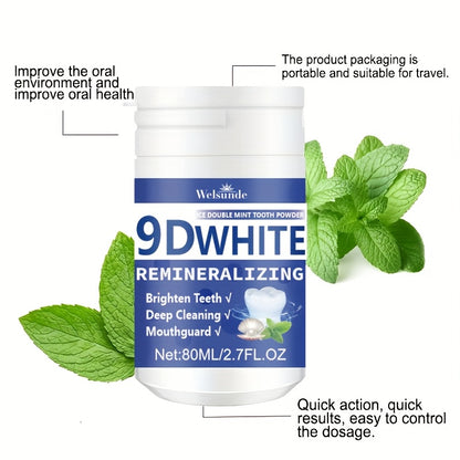 9D White Remineralizing Hydroxyapatite Tooth Powder, Tooth Powder, Deep Cleaning, Fresh Breath, Ideal for Oral Health & Hygiene Gift for Women Men, Breath Freshener, Toothpaste, Tooth Cleaning Powder for Daily Life