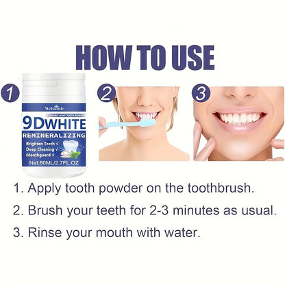 9D White Remineralizing Hydroxyapatite Tooth Powder, Tooth Powder, Deep Cleaning, Fresh Breath, Ideal for Oral Health & Hygiene Gift for Women Men, Breath Freshener, Toothpaste, Tooth Cleaning Powder for Daily Life