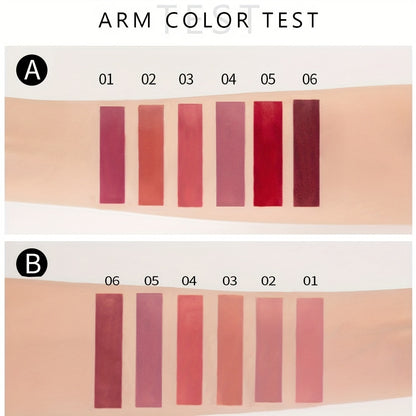 6pcs HANDAIYAN Matte Liquid Lipstick Set - Waterproof Long-Lasting Full Coverage Lip Gloss, Non-Stick Formula with 6 Shades (, Nude, Burgundy, Deep, Plum,) - Lip Tint Kit for  Lips & All Light Types