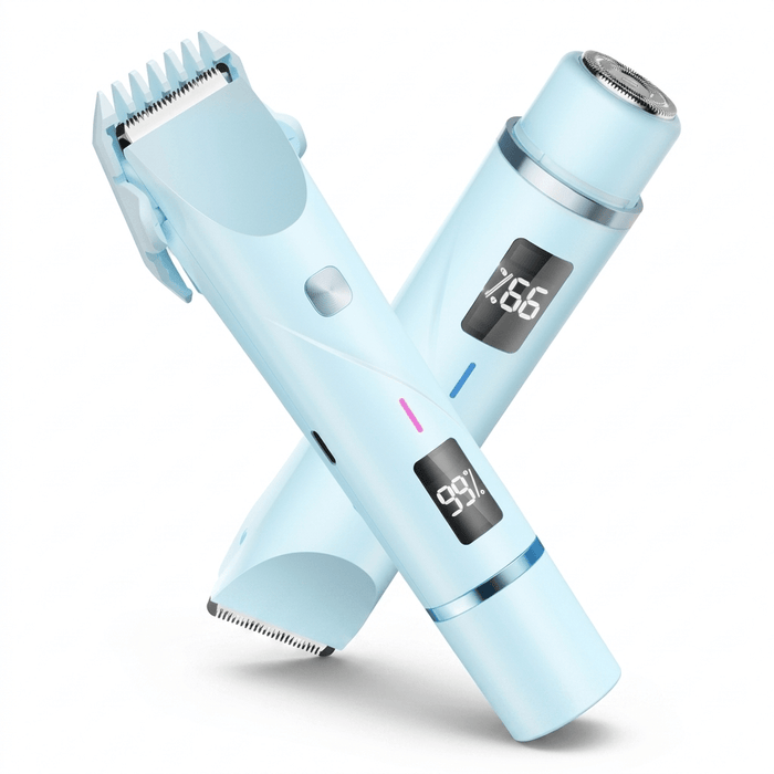 2-In-1 Electric Shaver for Women, Bikini Trimmer & Facial Hair Removal with LED Power Display, IPX7 Waterproof Wet & Dry Rechargeable Body Razor for Legs, Underarms, And Sensitive Areas