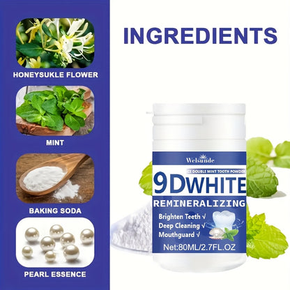 9D White Remineralizing Hydroxyapatite Tooth Powder, Tooth Powder, Deep Cleaning, Fresh Breath, Ideal for Oral Health & Hygiene Gift for Women Men, Breath Freshener, Toothpaste, Tooth Cleaning Powder for Daily Life