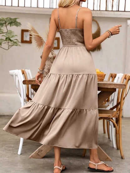 Amalfi Blush — Louniche Women's Holiday Pleated Cami Dress Elegant, flowing, and summer - ready - Maison Moriah