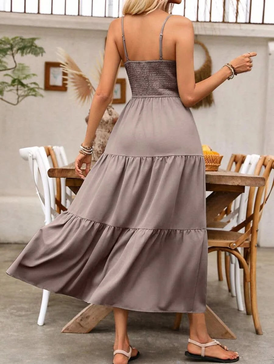 Amalfi Blush — Louniche Women's Holiday Pleated Cami Dress Elegant, flowing, and summer - ready - Maison Moriah