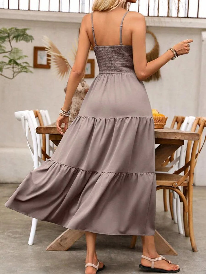 Amalfi Blush — Louniche Women's Holiday Pleated Cami Dress Elegant, flowing, and summer - ready - Maison Moriah