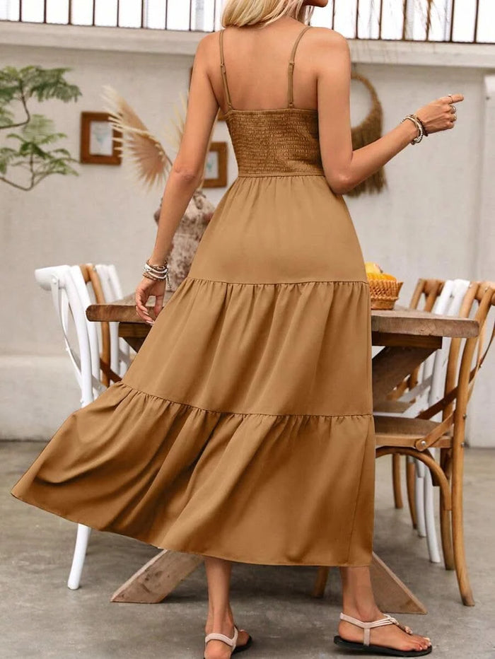 Amalfi Blush — Louniche Women's Holiday Pleated Cami Dress Elegant, flowing, and summer - ready - Maison Moriah