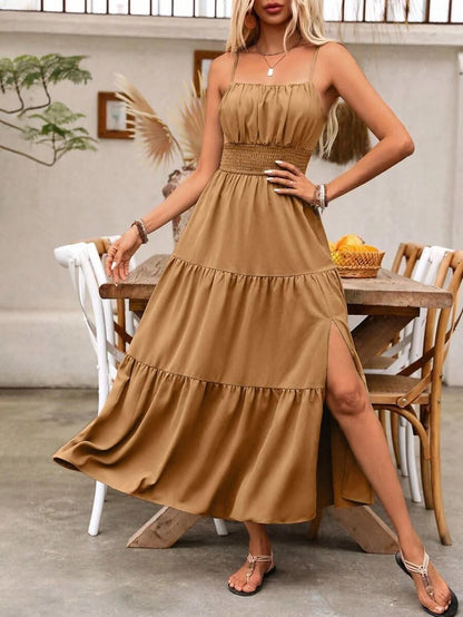 Amalfi Blush — Louniche Women's Holiday Pleated Cami Dress Elegant, flowing, and summer - ready - Maison Moriah
