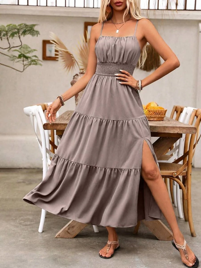 Amalfi Blush — Louniche Women's Holiday Pleated Cami Dress Elegant, flowing, and summer - ready - Maison Moriah