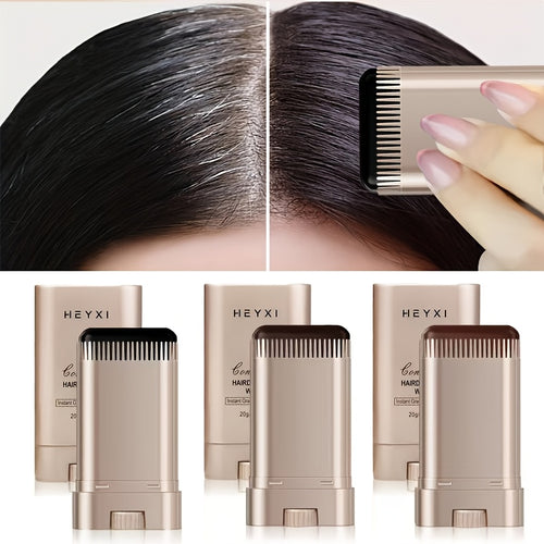 HEYXI 1-Piece Three-Color Hair Dye Stick, Emergency Hair Dye Comb, Waterproof and Sweatproof, Long-Lasting Root Touch-Up Stick, Easy-to-Clean Rotating Design, Quickly Covers Gray Hair, Ideal Gift for Adults of Both Genders, Hair Dye Tool, Touch-Up