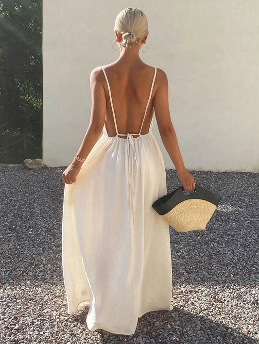 Capri Sunset —Women's Backless Long Dress - Maison Moriah