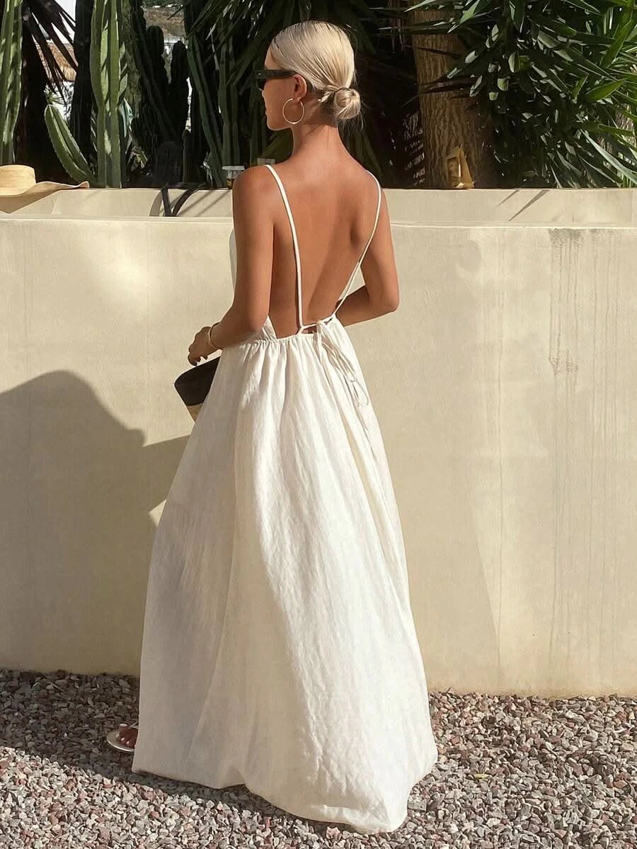Capri Sunset —Women's Backless Long Dress - Maison Moriah