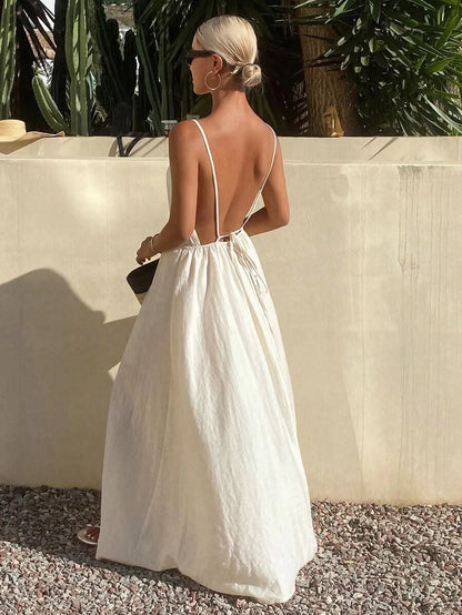 Capri Sunset —Women's Backless Long Dress - Maison Moriah