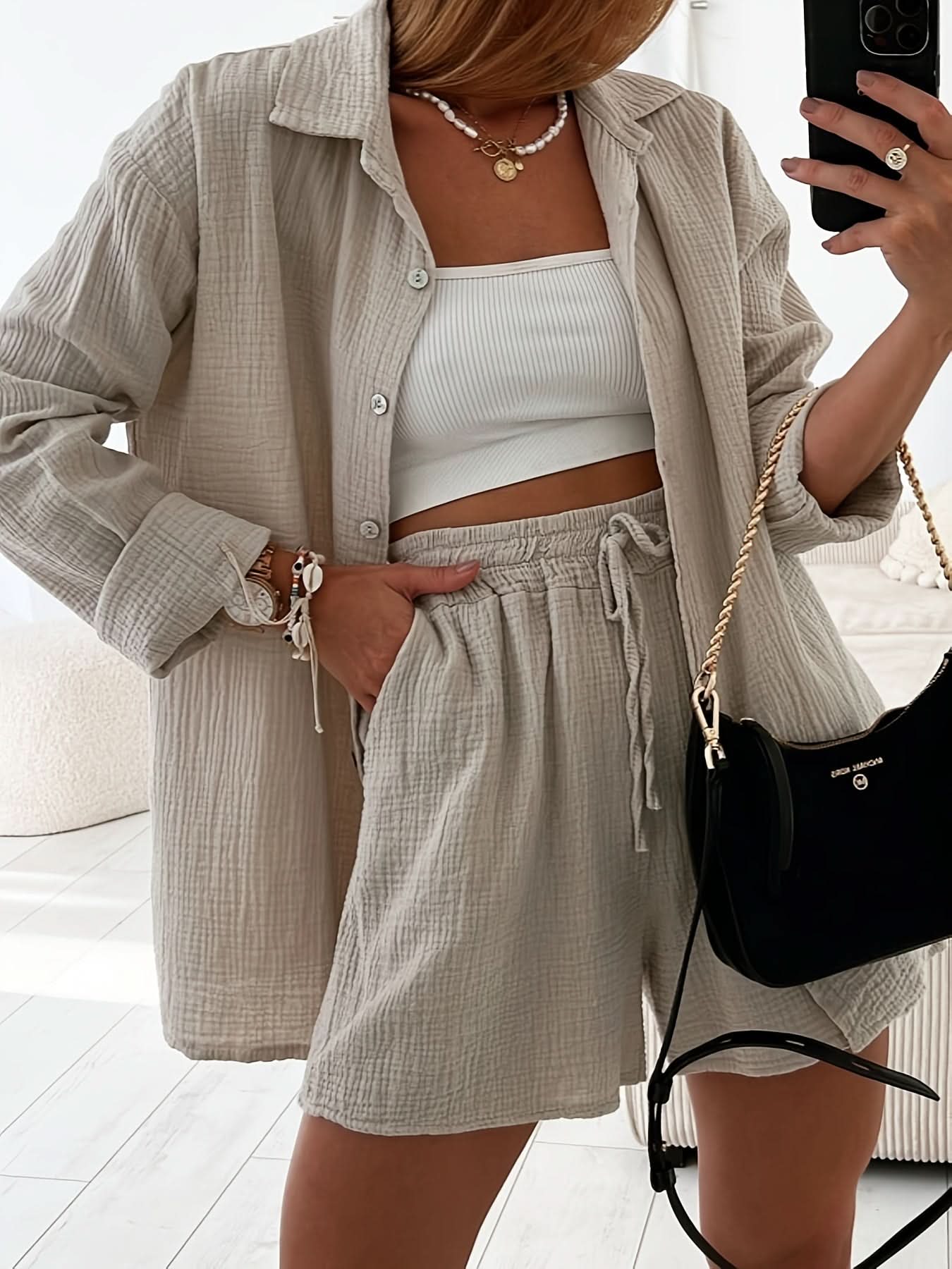 Cardigan & Shorts Set — Casual Everyday Comfort - Maison Moriah