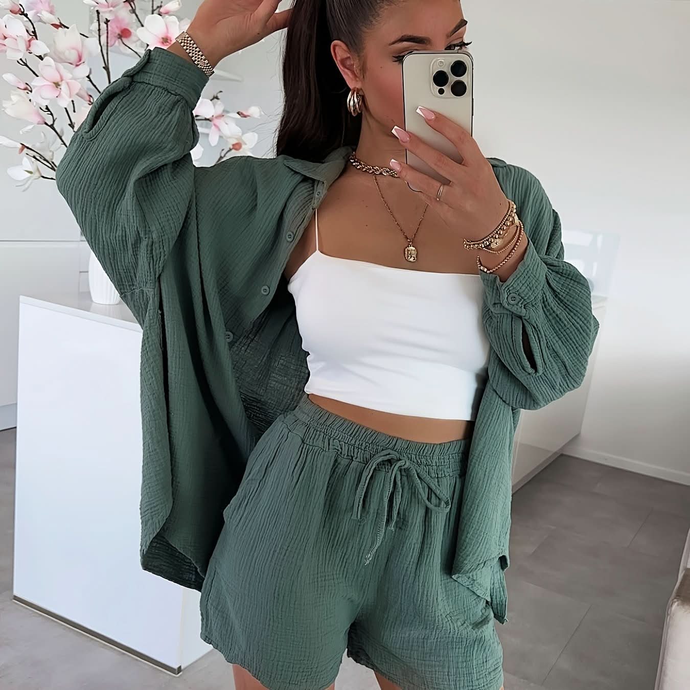 Cardigan & Shorts Set — Casual Everyday Comfort - Maison Moriah