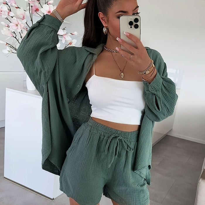 Cardigan & Shorts Set — Casual Everyday Comfort - Maison Moriah