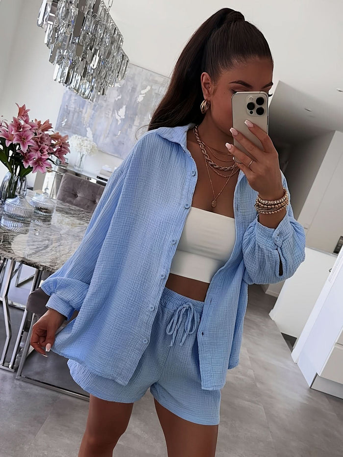 Cardigan & Shorts Set — Casual Everyday Comfort - Maison Moriah