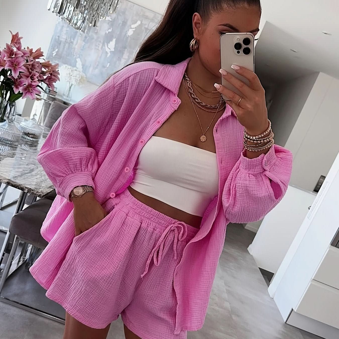 Cardigan & Shorts Set — Casual Everyday Comfort - Maison Moriah