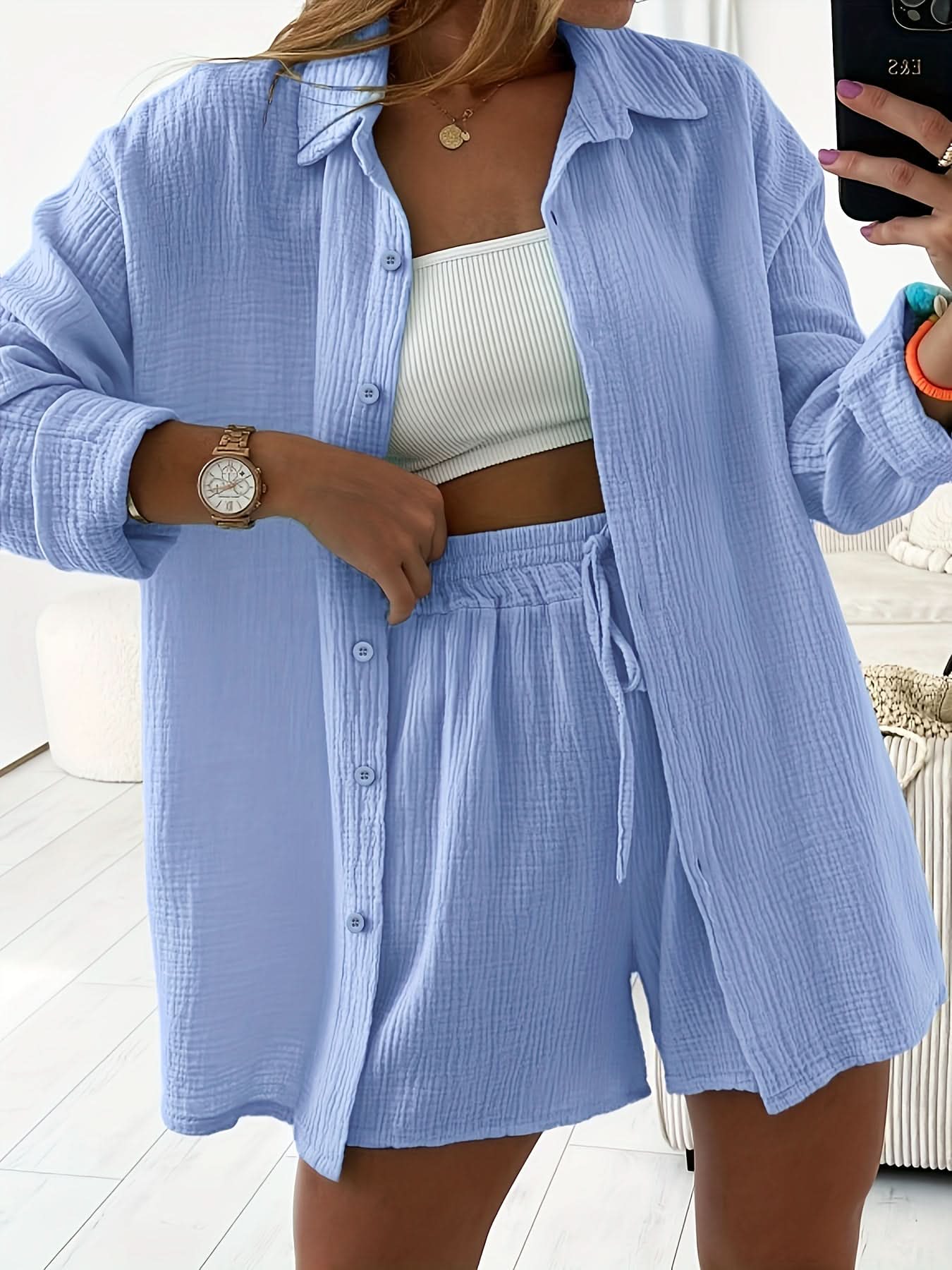 Cardigan & Shorts Set — Casual Everyday Comfort - Maison Moriah