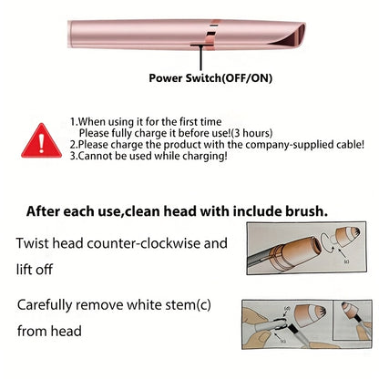 Portable Rechargeable Electric Eyebrow And Bikini Trimmer with 2 Blades | Stainless Steel Blades, USB Charging, Suitable for Eyebrows, Armpits, Arms, Fingers, Legs