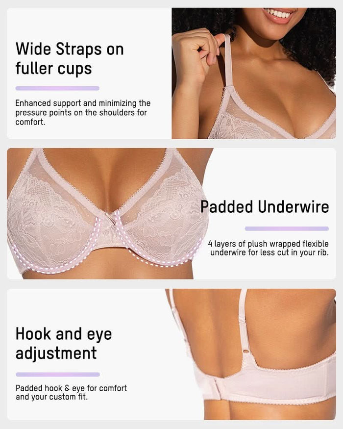 Full Coverage Lace Minimizer Bra - Petal - Maison Moriah