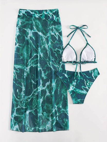 Ibiza Sunset – Tie - Dye Bikini Set with Cover - Up Skirt - Maison Moriah